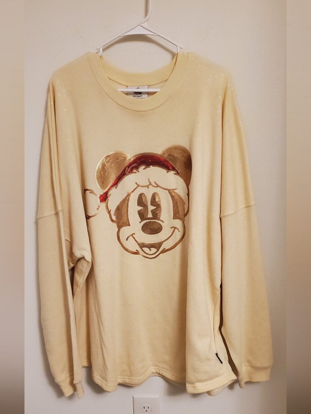 Disney Parks Spirit Jersey Cream Crewneck Christmas Mickey Mouse WDW XXL